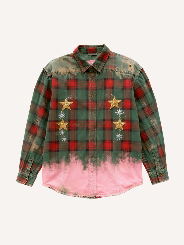 Gradient Christmas Tree High-End Plaid Shirt Christmas Gift