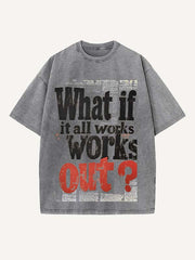 Distressed Washed Letter Print Round Neck T-shirt