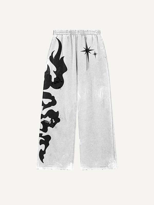 Scorpion&Graphic Print Elastic Waist Pants