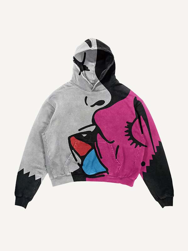Figure Print Slant Pockets Hoodie