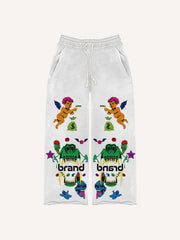 Trendy double-sided printed evil dog angel Pants
