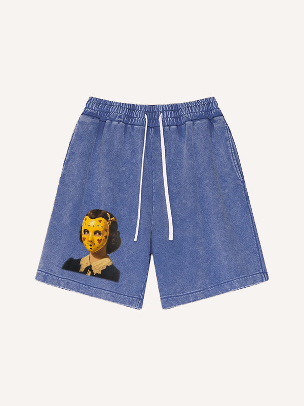 A sophisticated woman with a veil wearing a comfortable washed pure cotton shorts