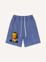 A sophisticated woman with a veil wearing a comfortable washed pure cotton shorts