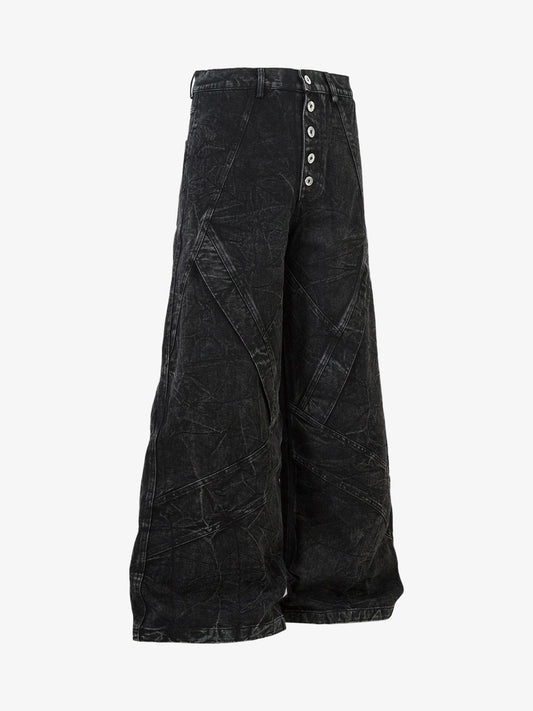 High Street Functional Structured Design Tie-Dye Baggy Jeans