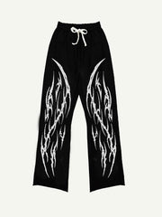 Graphic Print Elastic Waist Pants