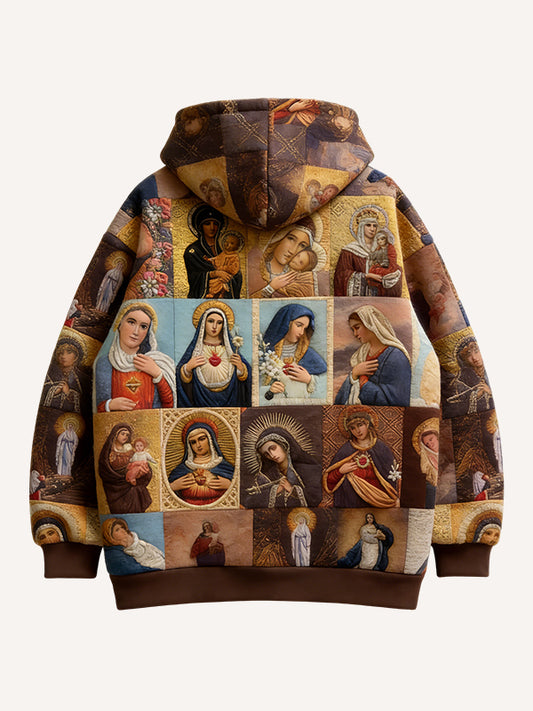 Virgin Mary Faith Connected Across All Time Print Hoodie