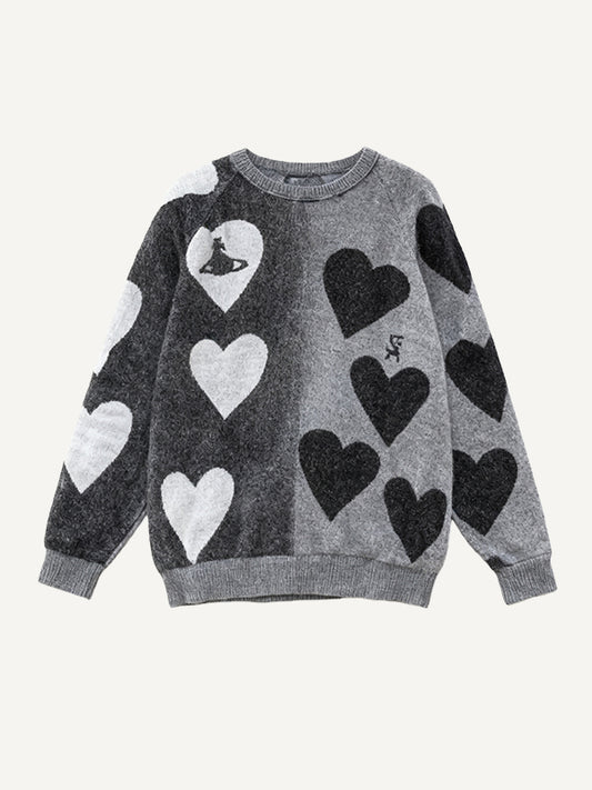 Celebrity-style round-neck heart-shaped warm sweatshirt