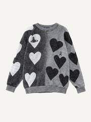 Celebrity-style round-neck heart-shaped warm sweatshirt