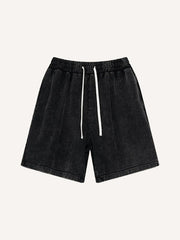 100% pure cotton washed and thickened crew neck multi-color textured shorts