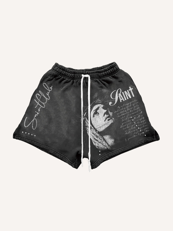 Zippered distressed Mary Bless Me trendy shorts