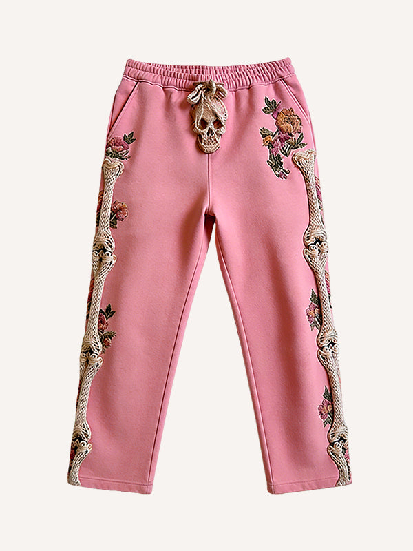 Knitted Heart Skeleton Printed Pants