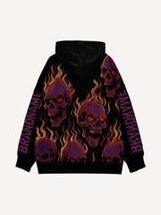 Flaming Love Angel from Hell Loose Embroidered Textured Sweatshirt