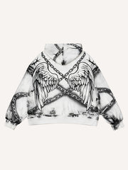 Angel Print Sweatshirt with Sealed Heart and Locked Love