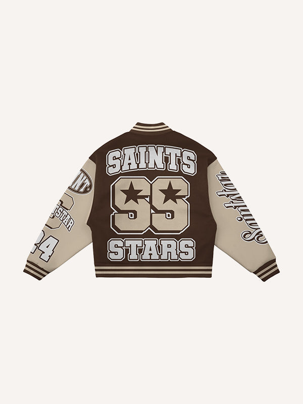 Street fashion patchwork hip-hop style rap baseball jacket