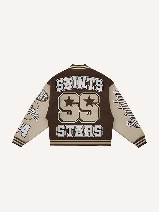 Street fashion patchwork hip-hop style rap baseball jacket