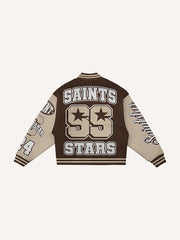 Street fashion patchwork hip-hop style rap baseball jacket