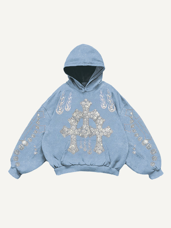 Rhinestone Heavy Industrial Light Luxury Hooded Sweatshirt