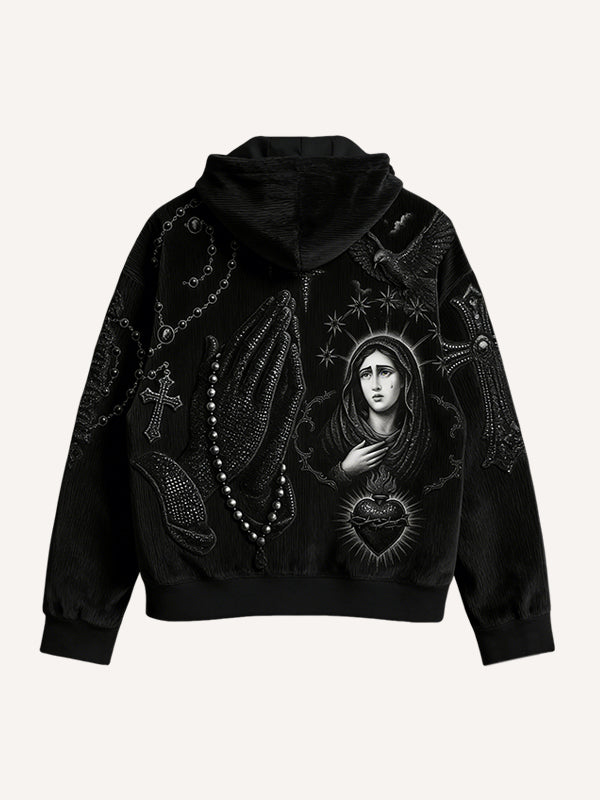 Our Lady is prayers bless us with peace and joy hoodie