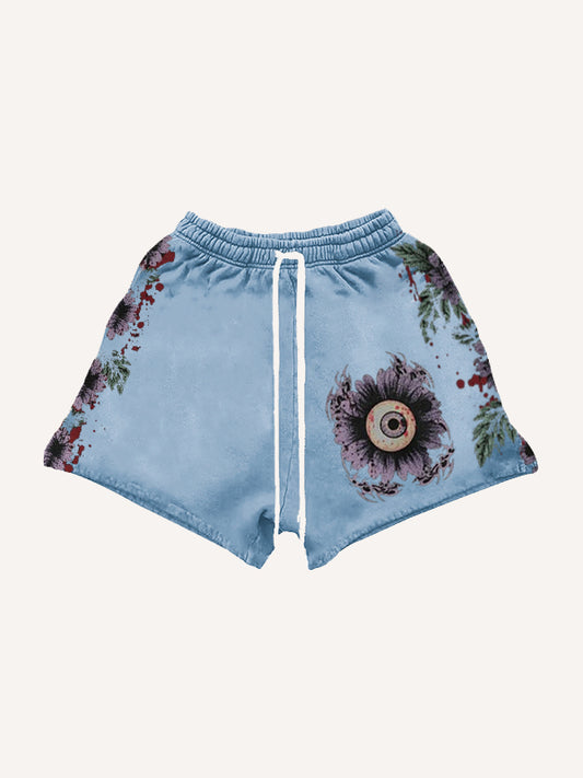 Eye of Hell hand-painted art illustration shorts