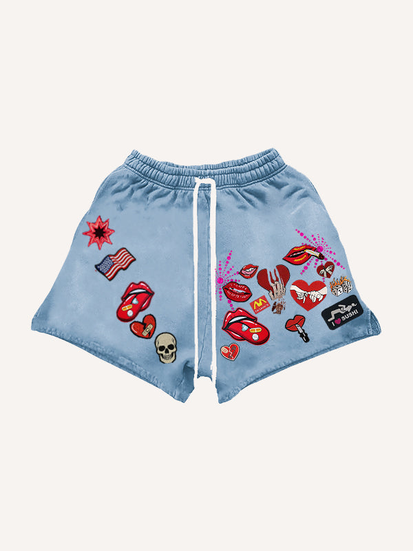 Sexy Trendy Red Lip Shorts