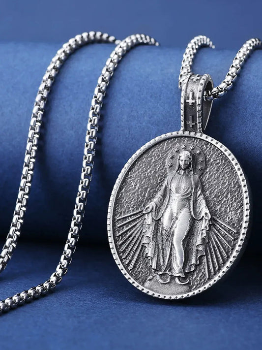 Our Lady is in my heart and blesses me, my family and friends necklace