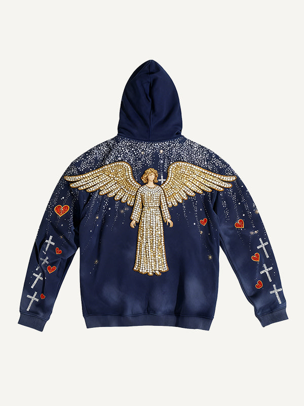 May a saint bless me with this high-end distressed washed-out rhinestone-textured sweatshirt