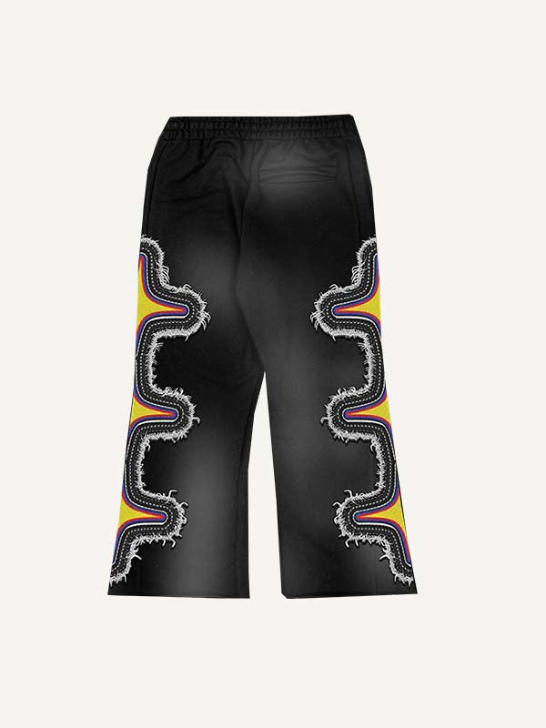 Letter&Graphic Print Elastic Waist Pants