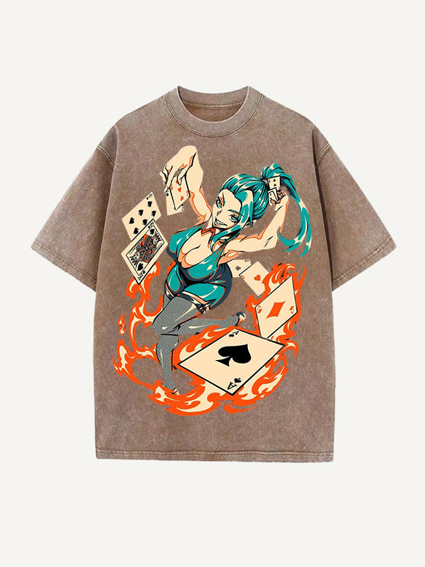 Magical Card Girl Pure Cotton Printed Short-Sleeve T-Shirt