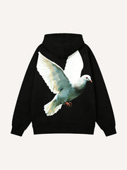Stylish and peaceful dove soaring with outstretched wings hooded sweatshirt