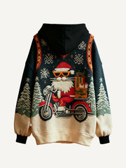 Santa Claus and his little motorcycle hoodie