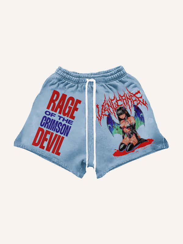 Hand-painted sexy female devil textured shorts