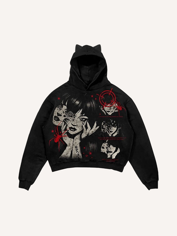 Horror Girl Hand-Painted Print Fashion Hoodie