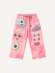 Cute patchwork one-eyed monster fashion trousers