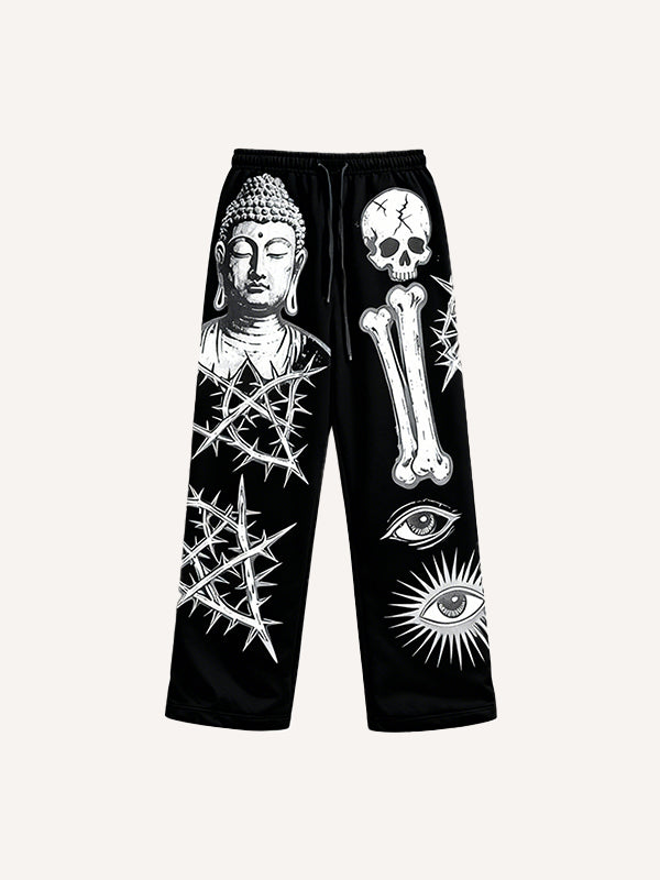 Buddha is salvation of all things printed fashion trousers