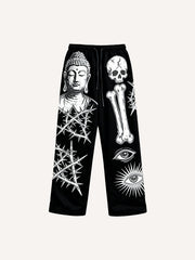 Buddha is salvation of all things printed fashion trousers