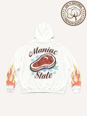 Premium Cotton Printed Hooded Sweatshirt with Warning Dog Design