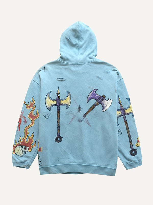 I am the Skeleton King hand-painted distressed sweatshirt