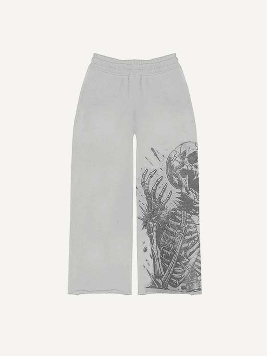 Skeleton Print Elastic Waist Pants
