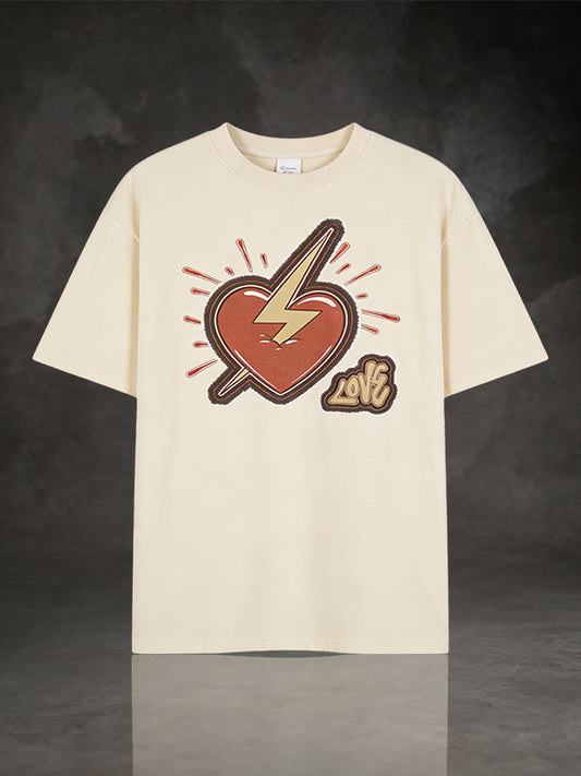 Retro Lightning Bolt Heart Graphic Tee