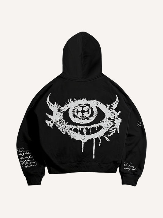 Kapuzenpullover mit Figure&amp;Wing-Grafikdruck und schrägen Taschen 