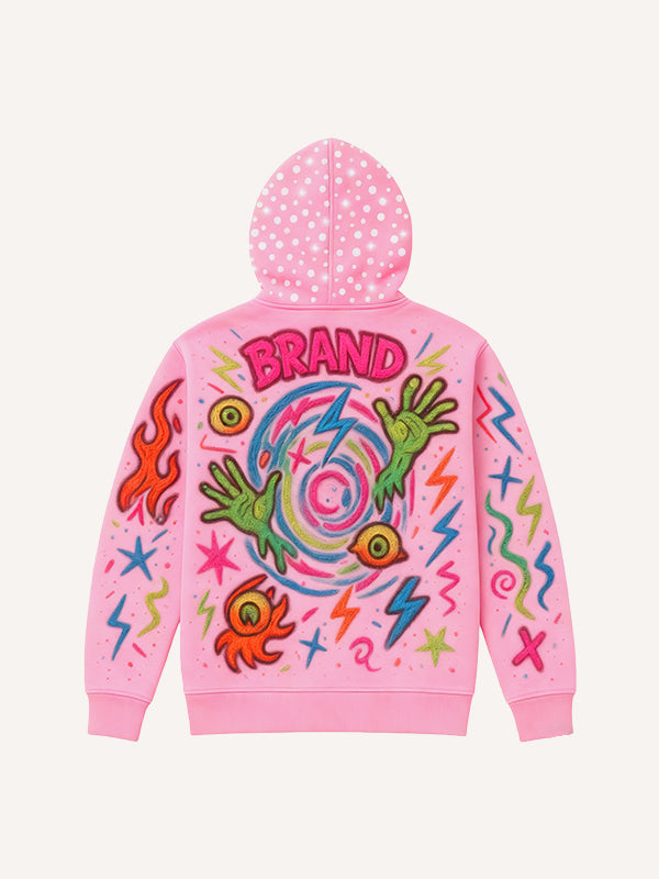 Space Monster Attack Printed Hoodie