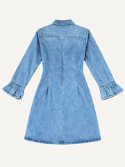 Collared denim elegant casual commuter washed dress