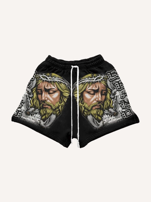 Jesus hand-painted Bible trendy shorts