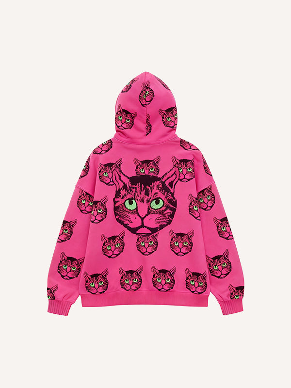 Cute cat old money style print textured fashionable sweater