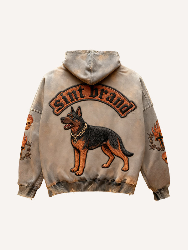 Hellhound embroidered print warm and fashionable sweatshirt