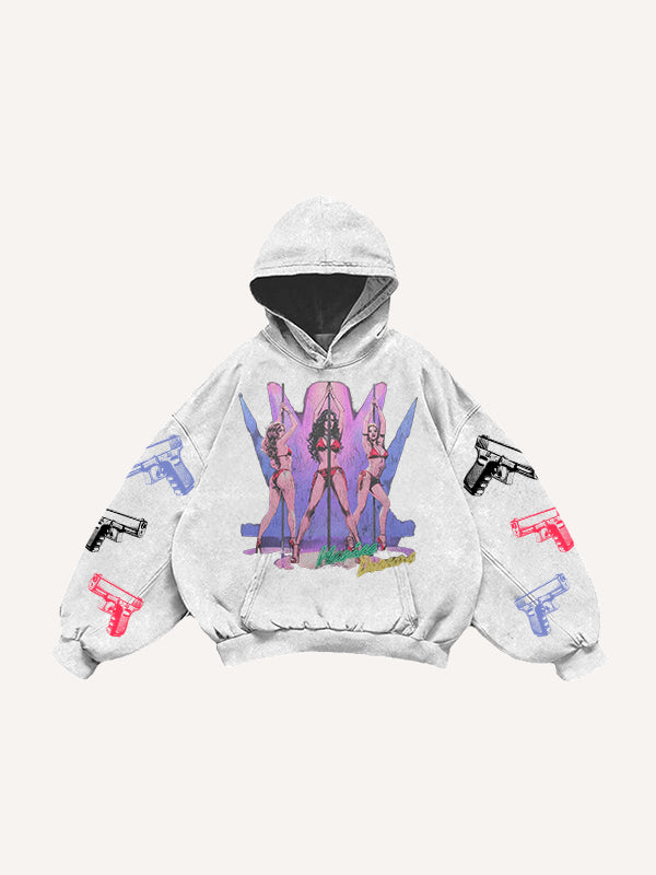 Sexy girl print distressed street style sweatshirt