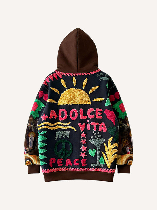 Hippie Style Y2K Trend Print Hoodie