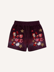 Valentine is Day Limited Edition Corduroy Printed Warm Shorts