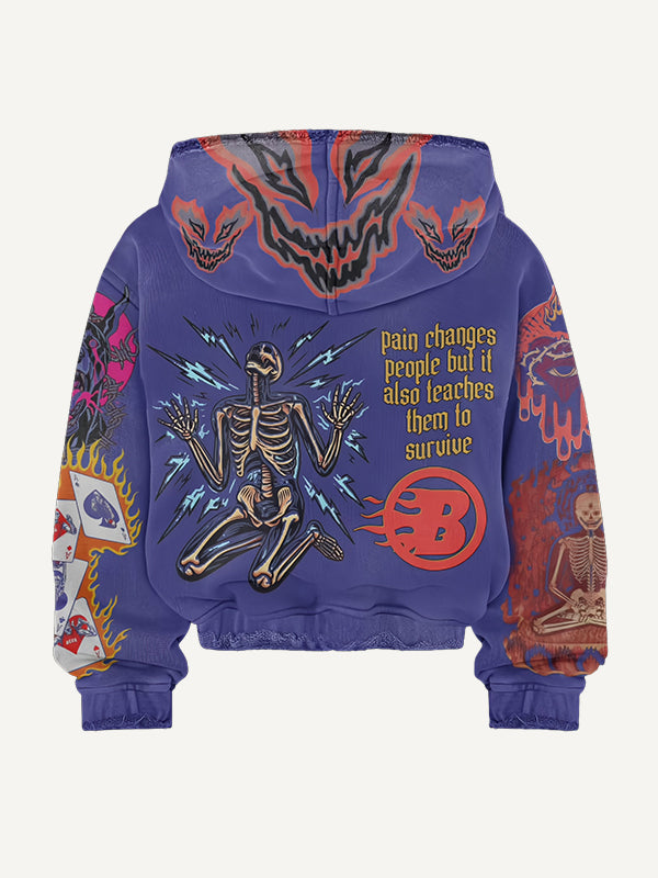 The Evil Dead Hell Skull Hate Print Distressed sweatshirt