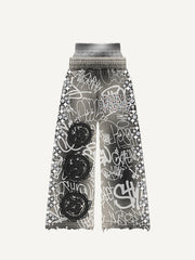 Multicolor spray paint hip-hop art hand-painted trousers